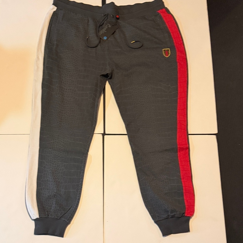 Cookies Charcoal Joggers with Red & White Side Stripes 4xl